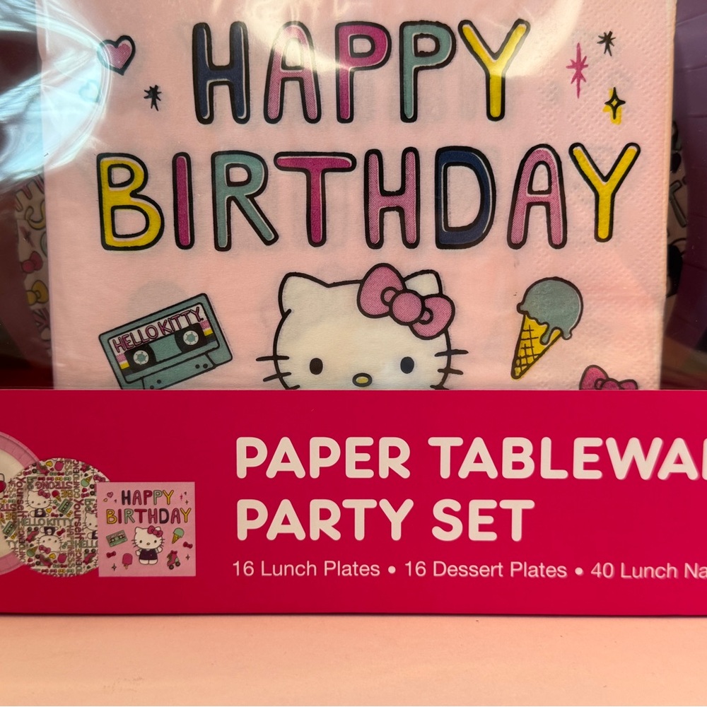 Hello Kitty Pink Paper Tableware Party Set - Picture 2 of 3